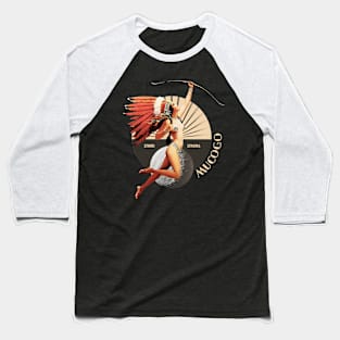 Mucogo 1920's Art Deco Indian Moon Pin Up Girl Retro Stand Strong Baseball T-Shirt